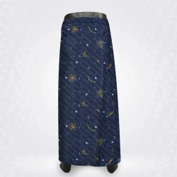 Print Lungi-Black Mid Blue Musted Orange Cotton 